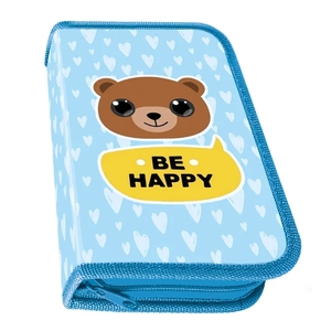 Пенал 1 отделение ПЧЕЛКА, мет. картон,  молния, 190х115 мм, "Be Happy"