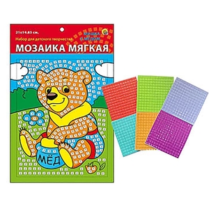 Мозаика мягкая Рыжий кот, А5, пакет с европодвесом, "Мишка с медом"