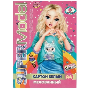 Картон белый, мелов, 6л, а4, TIK TOK GIRL в кор.30шт