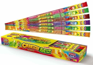 Мармелад в кислой обсыпке "CRAZY GUMMY CRAZY BELT" (кислый ремешок) ассорти 15гр*72шт*6 блоков.
