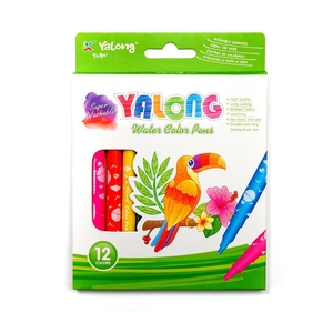 Фломастеры, 12 цв, Yalong, смываемые чернила, корпус круглый, "Toucan", вентилируемый колпачок, упак