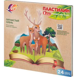 Пластилин Луч, 24 цвета, 360 гр., без стека, картонная упаковка, "Zoo"	