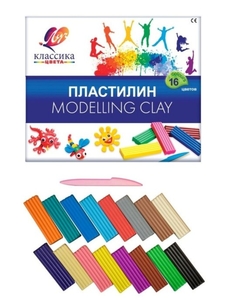 Пластилин Луч, 16 цветов, 320 гр., со стеком, картонная упаковка, "Классика"	