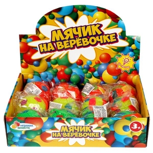 Игрушка мячик на веревочке Со светом, в дисплее ИГРАЕМ ВМЕСТЕ уп-12шт в кор.12уп