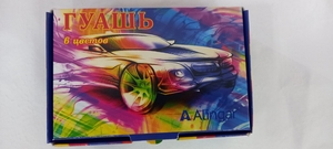 Гуашь Alingar карамельная, 6 цветов, 20 мл., картонная упаковка, "Авто"