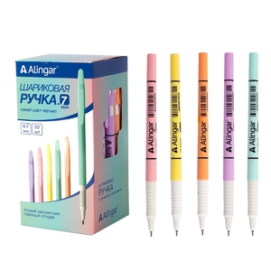 Ручка шариковая Alingar, 0,7 мм, синяя, игольчатый наконечник, грипп, круглый цветной пластиковый ко