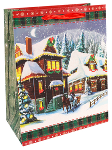 Dream cards Пакет подарочный с мат. лам. и глиттером 26 x 32 x 10 см (L) Сказочный дом, 210 г ПКП-37