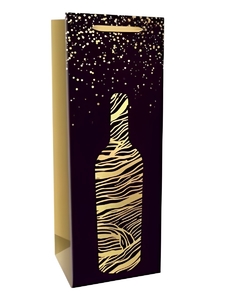 Dream cards Пакет подар. с мат.лам.,золотист.тиснен.12*35*10(Bottle) Золотистое настроение,210г ПКП-