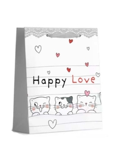 Dream cards Пакет подарочный с мат.лам.  18*23*10 (M) Влюбленные котята, 210 г ППК-0021