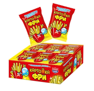 Жевательная резинка "Картошка фри" 15гр*24шт*12 блоков.