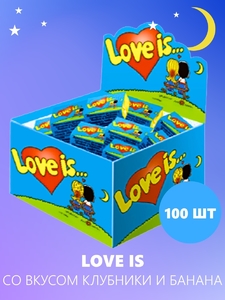 Жевательная резинка LOVE IS банан-клубника 4,2гр*100шт*20 блоков.