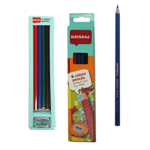 Карандаши цветные NATARAJ 6 цв., "Вдохновение" деревянные, шестигранные, заточенные, точилка, грифел