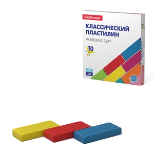 Пластилин Erich Krause, 10 цветов, 160 гр., со стеком, картонная упаковка, "Basic"