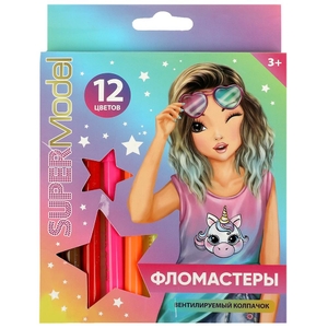 Фломастеры круглые, 12цв, картон кор. с фигурн окном, TIK TOK GIRL в кор.12*12наб