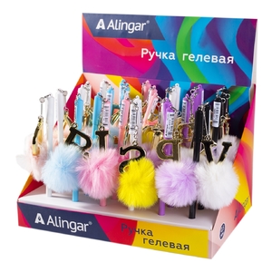 Ручка гелевая Alingar "Волшебные буквы", 0,5 мм, синяя, игольчатый наконечник, круглый цветной пласт