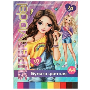 Бумага цветная 10л, 10цв, а4, tik tok girl TIK TOK GIRL в кор.30шт