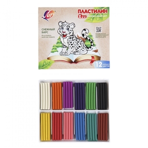 Пластилин Луч, 12 цветов, 180 гр., без стека, картонная упаковка, "Zoo"