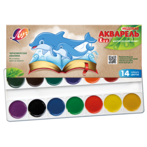 Акварель Луч медовая, 14 цветов, без кисти, картон.упаковка, "ZOO"