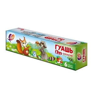 Гуашь Луч 6 цветов,15 мл., блок-тара, картонная упаковка, "ZOO"