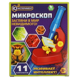 Микроскоп "iq эксперименты", 11 компонентов, кор.14*17,5*4,5см ИГРАЕМ ВМЕСТЕ в кор.2*60шт