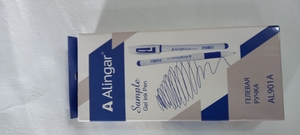 Ручка гелевая Alingar, "Sample", 0,5 мм, синяя, резиновый грип, круглый, белый, пластиковый корпус, 